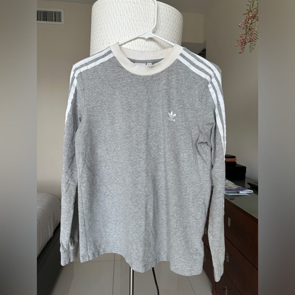 Adidas grey 3 stripes women’s sweatshirt Medium